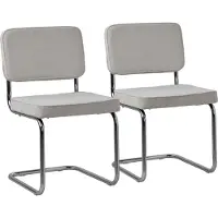 Happy Garden Lot de 2 chaises cantilever en velours côtelé beige MARIA