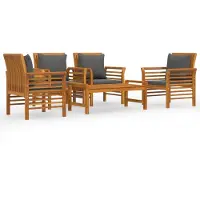 vidaXL Ensemble de salon de jardin 5 pièces avec coussins en bois massif d'acacia