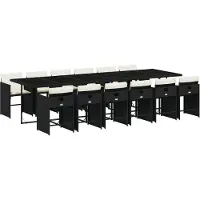 vidaXL Ensemble de jardin 13 pièces avec coussins Noir Poly Rattan