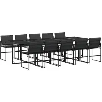 vidaXL Salon de jardin 11 pièces avec coussins Noir Textilène