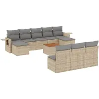 vidaXL Ensemble de salon de jardin 11 pièces avec coussins Beige Poly Rattan