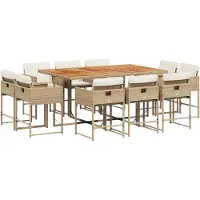 vidaXL Salon de jardin 11 pièces avec coussins Beige Poly Rattan