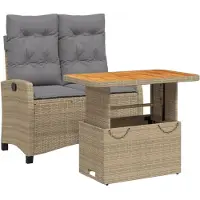 vidaXL Ensemble de jardin 2 pièces avec coussins Beige Poly Rattan