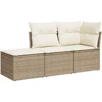 vidaXL Ensemble de salon de jardin 3 pièces avec coussins Beige Poly Rattan