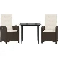 vidaXL Ensemble de jardin 3 pièces avec coussins Marron Poly rotin