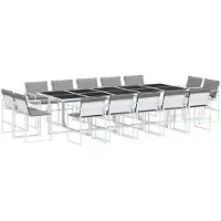vidaXL Ensemble de jardin 15 pièces avec coussins Blanc Textilène