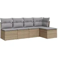 vidaXL Salon de jardin avec coussins 5 pcs beige résine tressée