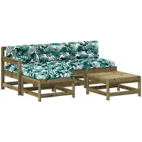 vidaXL Ensemble salon de jardin 5 pièces avec coussins Bois de pin imprégné