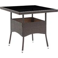 The Living Store Table à manger de jardin Marron Poly Rattan