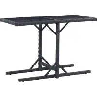 The Living Store Table de jardin noire 110×53×72 cm verre et poly rotin