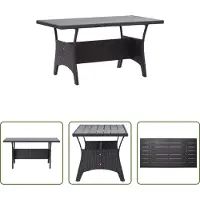 The Living Store Table de jardin noire 120x70x66 cm Poly rotin