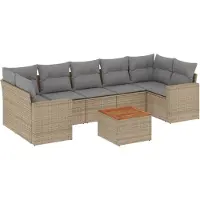 vidaXL Ensemble de jardin canapé 8 pièces avec coussins Beige Poly Rattan