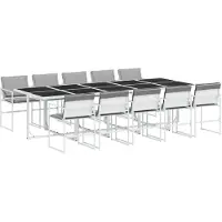 vidaXL Ensemble de jardin 11 pièces avec coussins Blanc Textilène