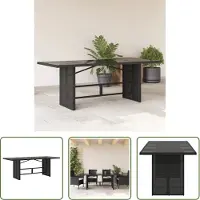 The Living Store Table de jardin avec plateau en verre noir 190x80x74 cm Poly rotin