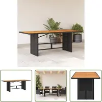 The Living Store Table de jardin avec plateau en acacia 190x80x74 cm Poly rotin