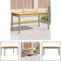 The Living Store Table de jardin Gris 140x80x75 cm Poly rotin Acacia