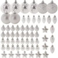 Kadax Boules de Noël en plastique, set de 60 boules, argent