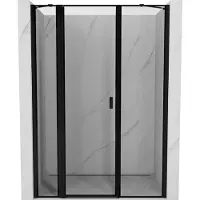 Mexen Mist Porte de douche battante gauche 145 cm, cadre noir, noir - 8A4-145-001-70-70-L