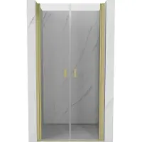Mexen Porte de douche battante Mist 120 cm, transparente, or brossé - 8A7-120-000-55-00