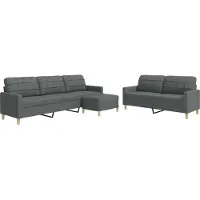 vidaXL Ensemble de canapés 3 pièces avec pouf Tissu gris foncé
