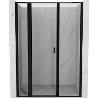 Mexen Mist L Porte de douche battante gauche 155 cm, cadre noir, noir - 8A4L-155-001-70-70-L