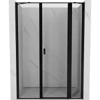 Mexen Mist Porte de douche battante droite 120 cm, cadre noir, noir - 8A4-120-001-70-70-P