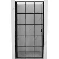 Mexen Mist-B Porte de douche pivotante gauche 90 cm, grille noire, noire - 8A2-090-000-70-77-L