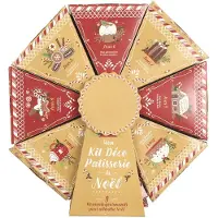 Spies Online Calendrier de l'Avent - Roue à pâtisseries - 28 x 30 x 7 cm - Boîte cadeau avec accessoires de pâtisserie - Accessoires de pâtisserie - Poche à douille avec douilles - Beige