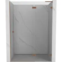 Mexen Lunar L Porte de douche battante droite 140 cm, transparente, cuivre brossé - 834L-140-000-65-00-P