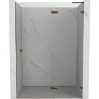 Mexen Lunar L Porte de douche pivotante droite 140 cm, transparente, or rose - 834L-140-000-60-00-P