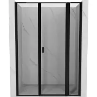 Mexen Mist L Porte de douche battante droite 155 cm, cadre noir, noir - 8A4L-155-001-70-70-P