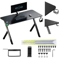 NanoRS Table de jeu noire avec support pour casque et gobelet max. 75kg dimensions 1200x600x750mm RS101