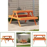 The Living Store Table de pique-nique brun cire 105x134x75 cm pin massif
