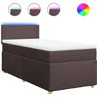vidaXL Lit boxspring avec matelas brun foncé 90x190 cm Tissu