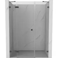 Mexen Lunar Porte de douche pivotante gauche 155 cm, transparente, gris foncé brossé - 834S-155-050-66-00-L