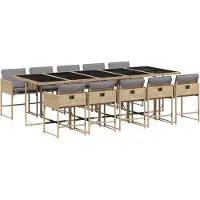 vidaXL Salon de jardin 11 pièces avec coussins Mélange beige Poly rotin