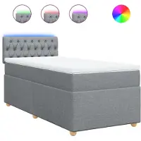 vidaXL Lit boxspring avec matelas gris clair 80x200 cm Tissu