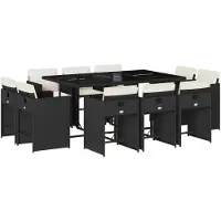 vidaXL Ensemble de jardin 11 pièces avec coussins Noir Poly Rattan