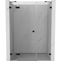 Mexen Lunar Porte de douche pivotante gauche 145 cm, transparente, noire - 834S-145-050-70-00-L