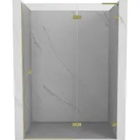 Mexen Lunar L Porte de douche battante droite 140 cm, transparente, or brossé - 834L-140-000-55-00-P