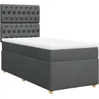 vidaXL Lit boxspring avec matelas gris foncé 80x200 cm Tissu