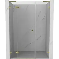 Mexen Lunar L Pare-douche, charnières à gauche, 160 cm, transparent, or - 834SL-160-050-50-00-L
