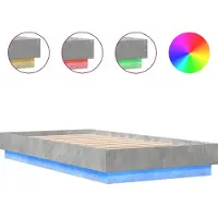 vidaXL Cadre de lit avec LED gris béton 75x190 cm
