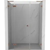 Mexen Lunar L Porte de douche tournante gauche 145 cm, transparente, cuivre brossé - 834SL-145-050-65-00-L