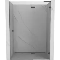Mexen Lunar L Porte de douche pivotante droite 130 cm, transparente, Gun Metal - 834L-130-000-95-00-P