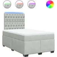 vidaXL Lit boxspring avec matelas gris clair 120x190 cm velours