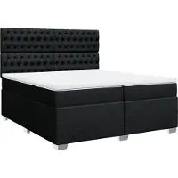 vidaXL Lit boxspring avec matelas noir 200x200 cm tissu