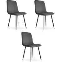 Leobert Chaise RIFT - velours côtelé gris / pieds noirs x 3