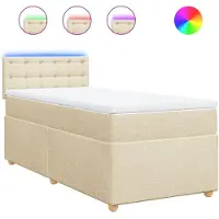 vidaXL Lit boxspring avec matelas Crème 90x200 cm Tissu