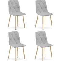 Leobert Chaise LIBRA - tissu gris clair/pieds en bois x 4